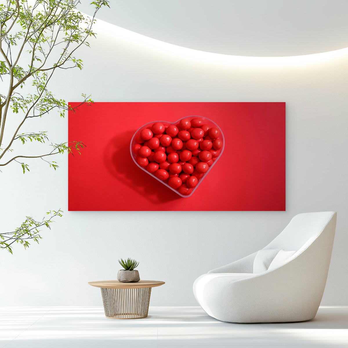 Sweet Red Heart Candies Wall Art Canvas Office Home Room Framed 120x60cm