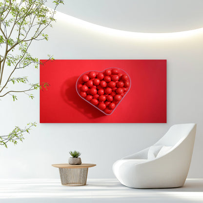 Sweet Red Heart Candies Wall Art Canvas Office Home Room Framed 120x60cm