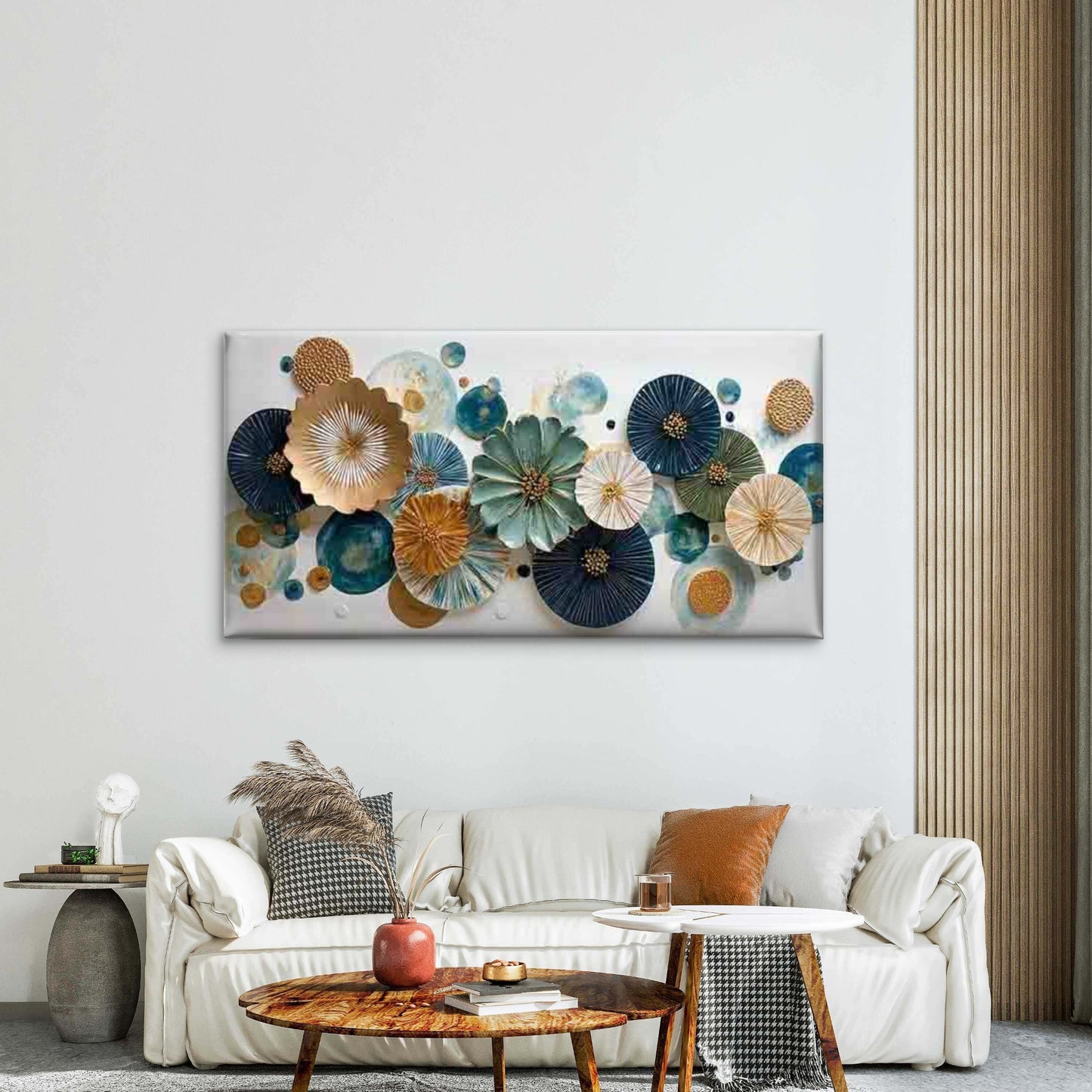 Modern Abstract Ceramic Wall Art Canvas Office Home Room Framed 120x60cm