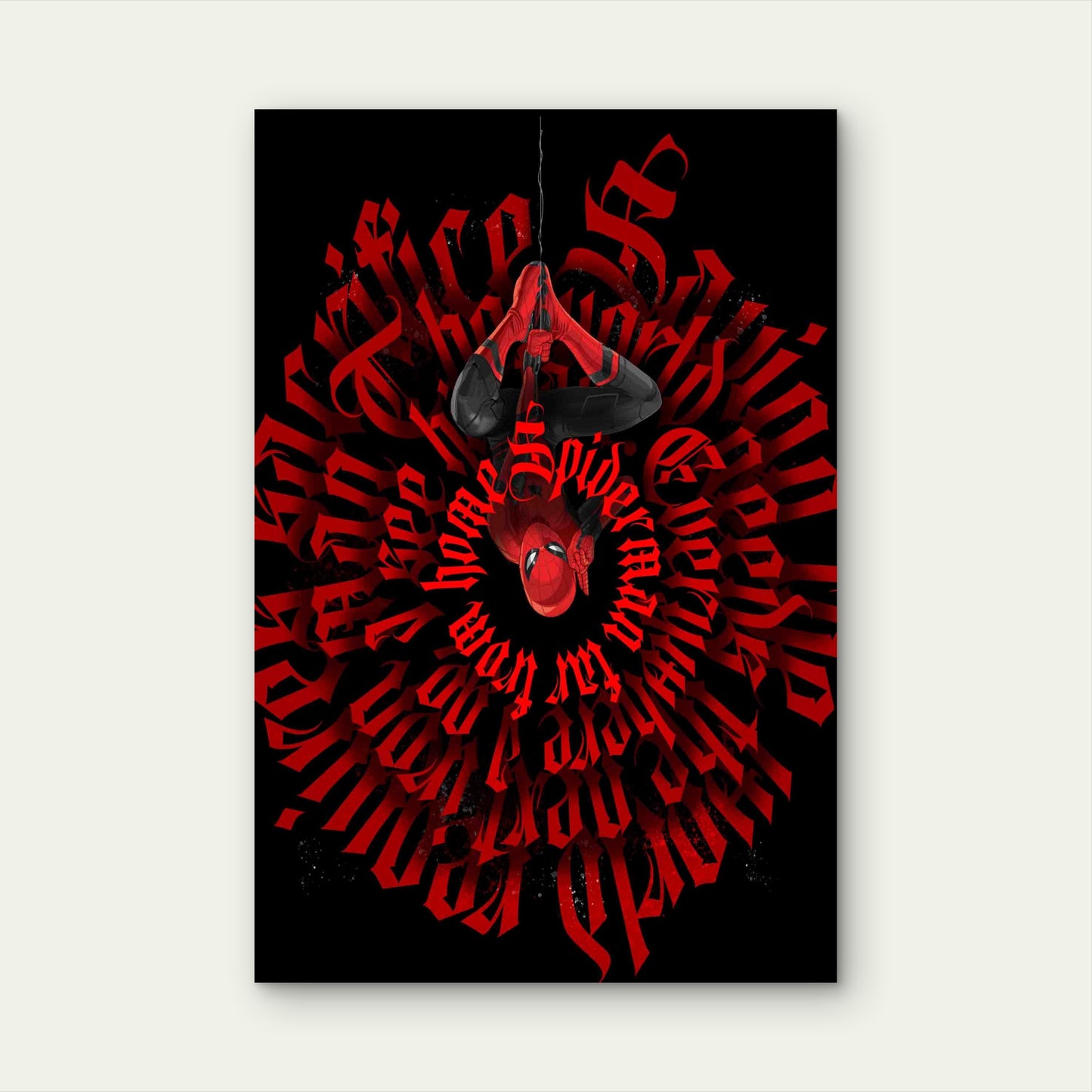Red & Black Dark Gothic Typography 40x60cm Metal Print Ready to Hang