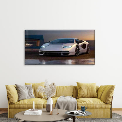 Modern Sports Car At Sunset Wall Art Canvas Office Home Room Framed 120x60cm - Bella Home Decor