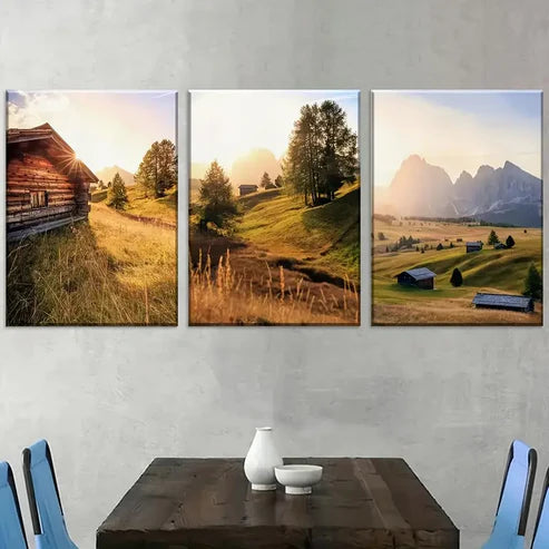 3pcs Modern Nature Plains Mountains Countryside Farmhouse Landscape Art Wall Art Canvas Unframed - High Quality Print 100% Australian Made Wall Canvas