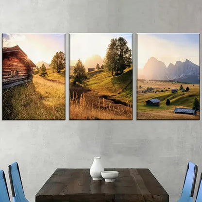 3pcs Modern Nature Plains Mountains Countryside Farmhouse Landscape Art Wall Art Canvas Unframed - High Quality Print 100% Australian Made Wall Canvas