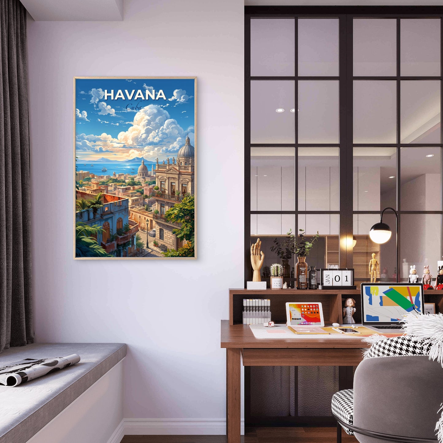 Havana Cuba Vintage Cityscape Architecture Travel Poster Print Wall Art