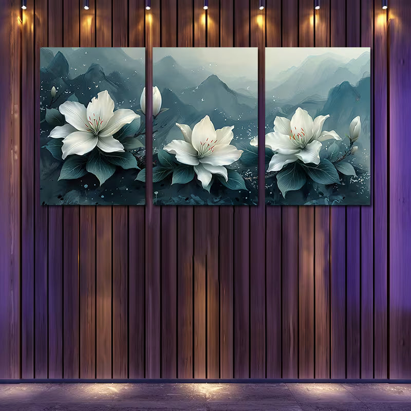 3pcs Elegant Lilies & Roses Design Wall Art Set Canvas Framed 60x90cm - High Quality Print 100% Australian Made Wall Canvas Ready to Hang