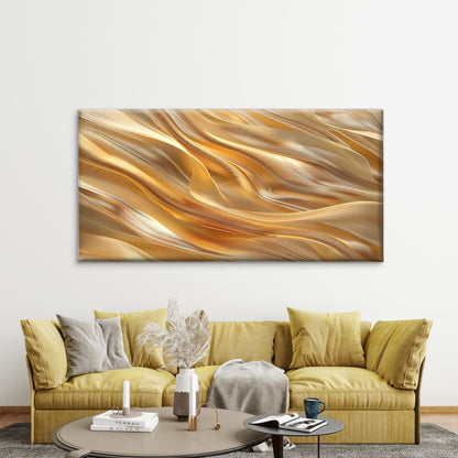 Sculpted Liquid Gold Wave Wall Art Canvas Office Home Room Framed 120x60cm