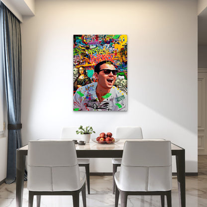 Graffiti Sunglasses Man Laughing Loudly 40x60cm Metal Print Ready to Hang - Bella Home Decor