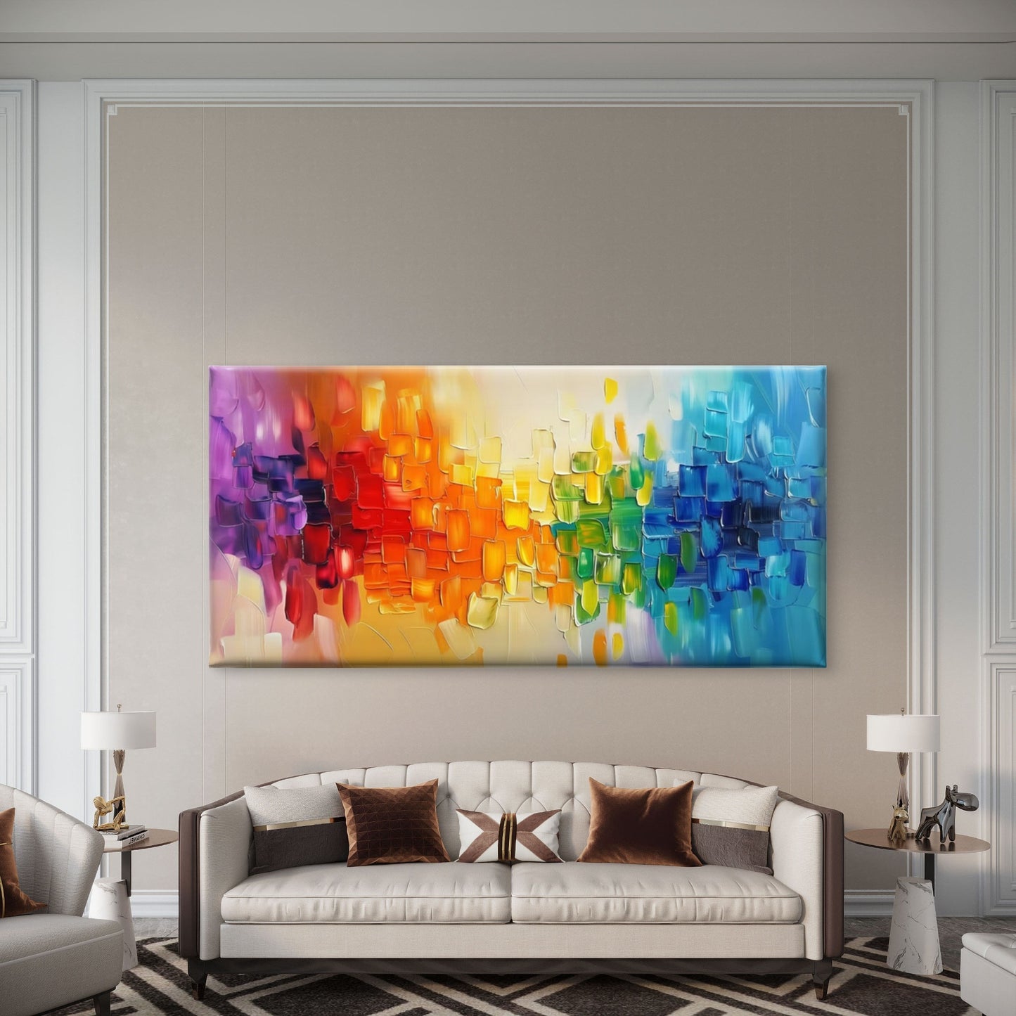 Abstract Color Blocks Wall Art Canvas Office Home Room Framed 120x60cm
