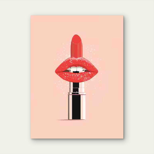 Vibrant Red Lips & Pink Background 40x60cm Metal Print Ready to Hang