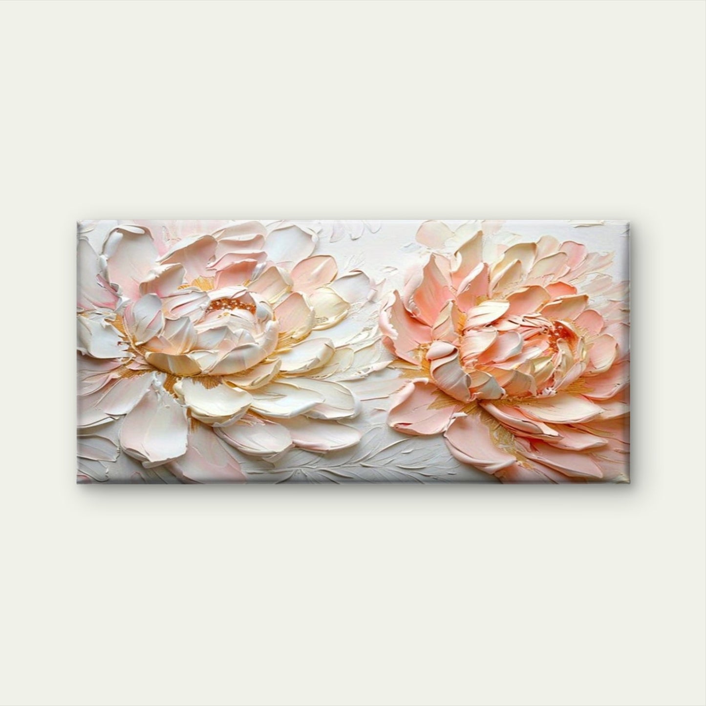 Pastel Peonies in Bloom Floral Wall Art Canvas Office Home Room Framed 120x60cm