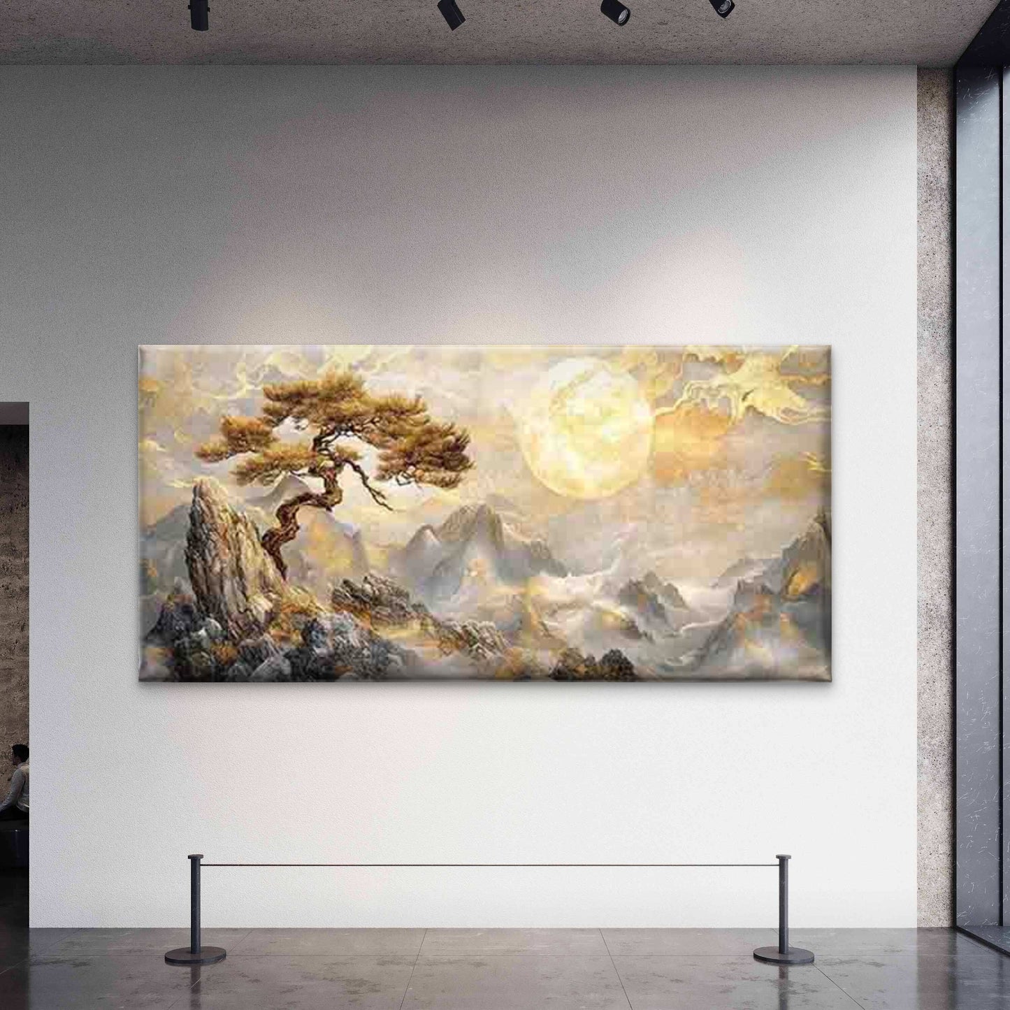 Pine Trees Under a Full Moon Wall Art Canvas Office Home Room Framed 120x60cm - Bella Home Decor