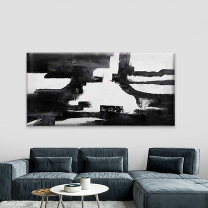 Abstract Grunge Blak and White Wall Art Canvas Office Home Room Framed 120x60cm