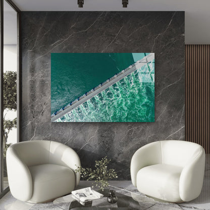 Aerial Ocean Dam Storm Tempered Glass Printing Wall Art Australian Made Quality