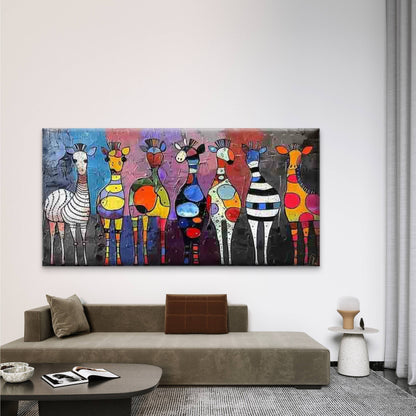 Vibrant Abstract Zebras Wall Art Canvas Office Home Room Framed 120x60cm
