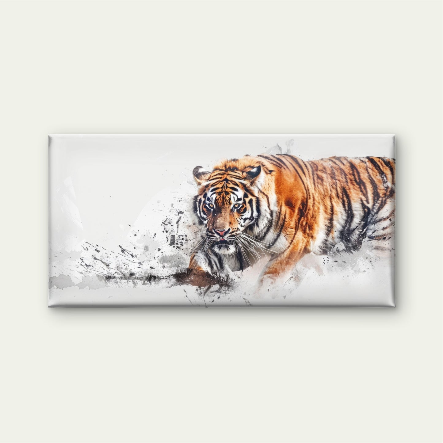 Powerful Wild Tiger In Motion Wall Art Canvas Office Home Room Framed 120x60cm