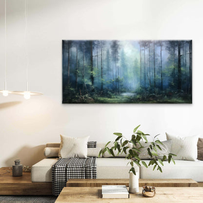 Misty Forest Landscape Wall Art Canvas Office Home Room Framed 120x60cm