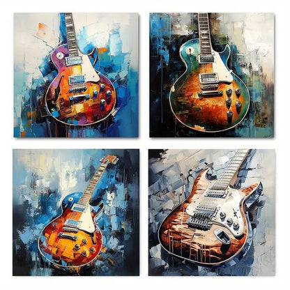4pcs   Abstract guitarWall Art Canvas Framed