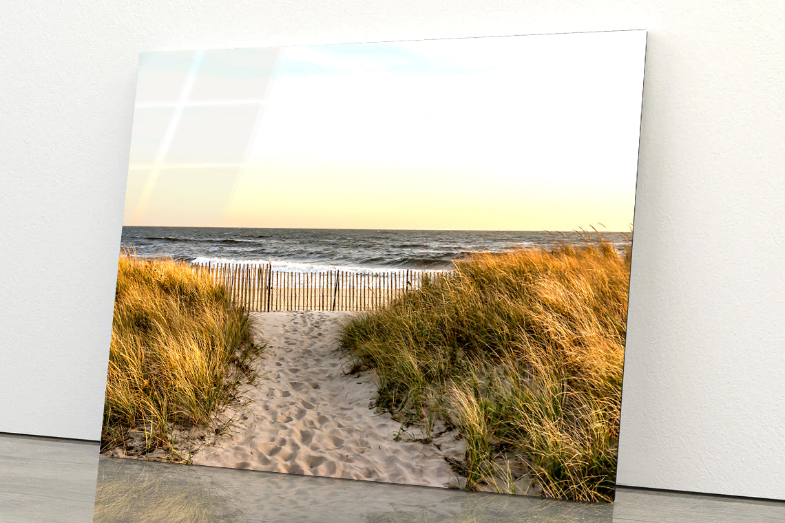 Shore of Hampton Beach New York Acrylic Glass Print Tempered Glass Wall Art 100% Made in Australia Ready to Hang - Bella Home Decor