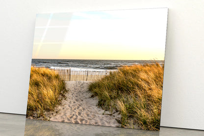 Shore of Hampton Beach New York Acrylic Glass Print Tempered Glass Wall Art 100% Made in Australia Ready to Hang - Bella Home Decor