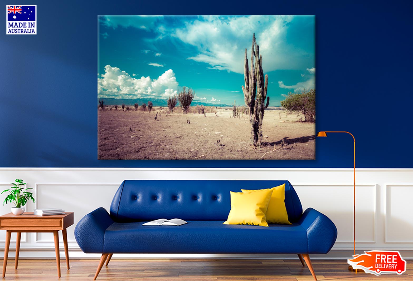 Cactus In Desert  Wall Art Decor 100% Australian Made - Bella Home Decor