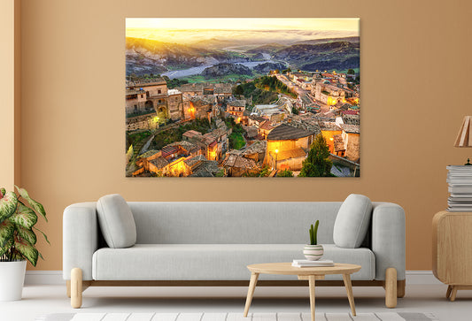 Sunrise Over Stilo Village Italy Wall Art Decor 100% Australian Made