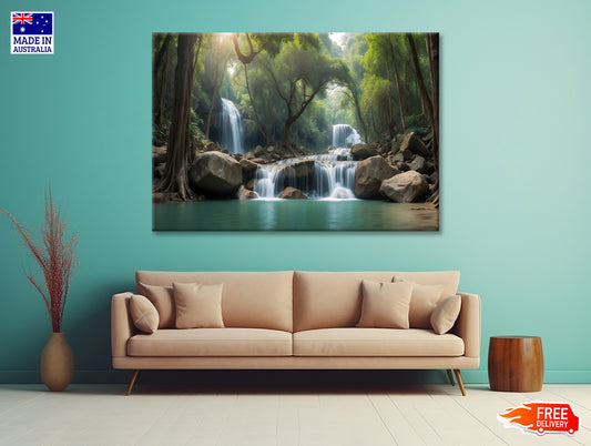 Waterfall in a Forest Print 100% Australian Made - Bella Home Decor