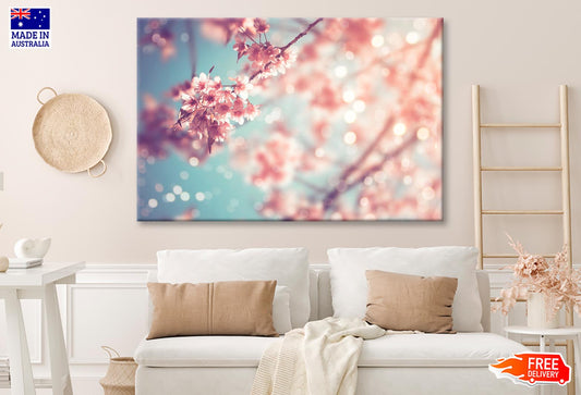 Close-Up Of Beautiful Vintage Sakura Tree Flower  Wall Art Decor 100% Australian Made