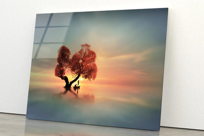 Tree And Boat in Lake Acrylic Glass Print Tempered Glass Wall Art 100% Made in Australia Ready to Hang