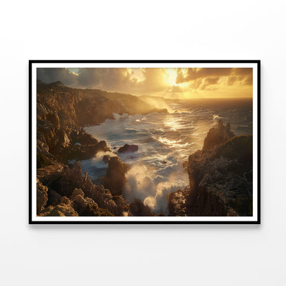 Rocky Coastline, Clouds & Mountains Home Decor Premium Quality Poster Print Choose Your Sizes - Bella Home Decor