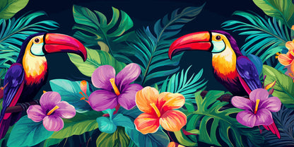 Amazon Toucan Jungle Tropical Wall Art Canvas Office Home Room Framed 120x60cm - Bella Home Decor