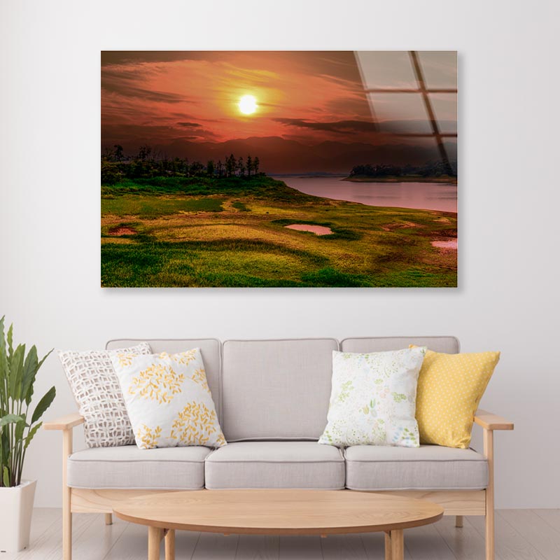 Magnificent Reservoir in Dry Season Acrylic Glass Print Tempered Glass Wall Art 100% Made in Australia Ready to Hang