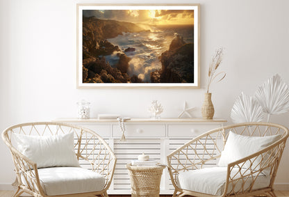 Rocky Coastline, Clouds & Mountains Home Decor Premium Quality Poster Print Choose Your Sizes - Bella Home Decor
