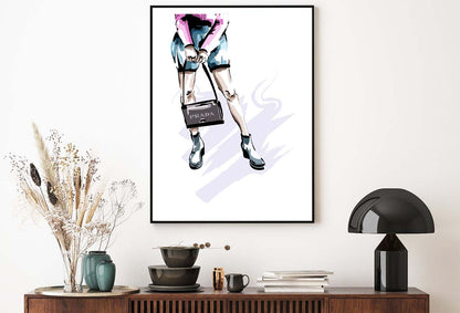 Blue Shaded Shoes with Elegant Bag Design Home Decor Premium Quality Poster Print Choose Your Sizes