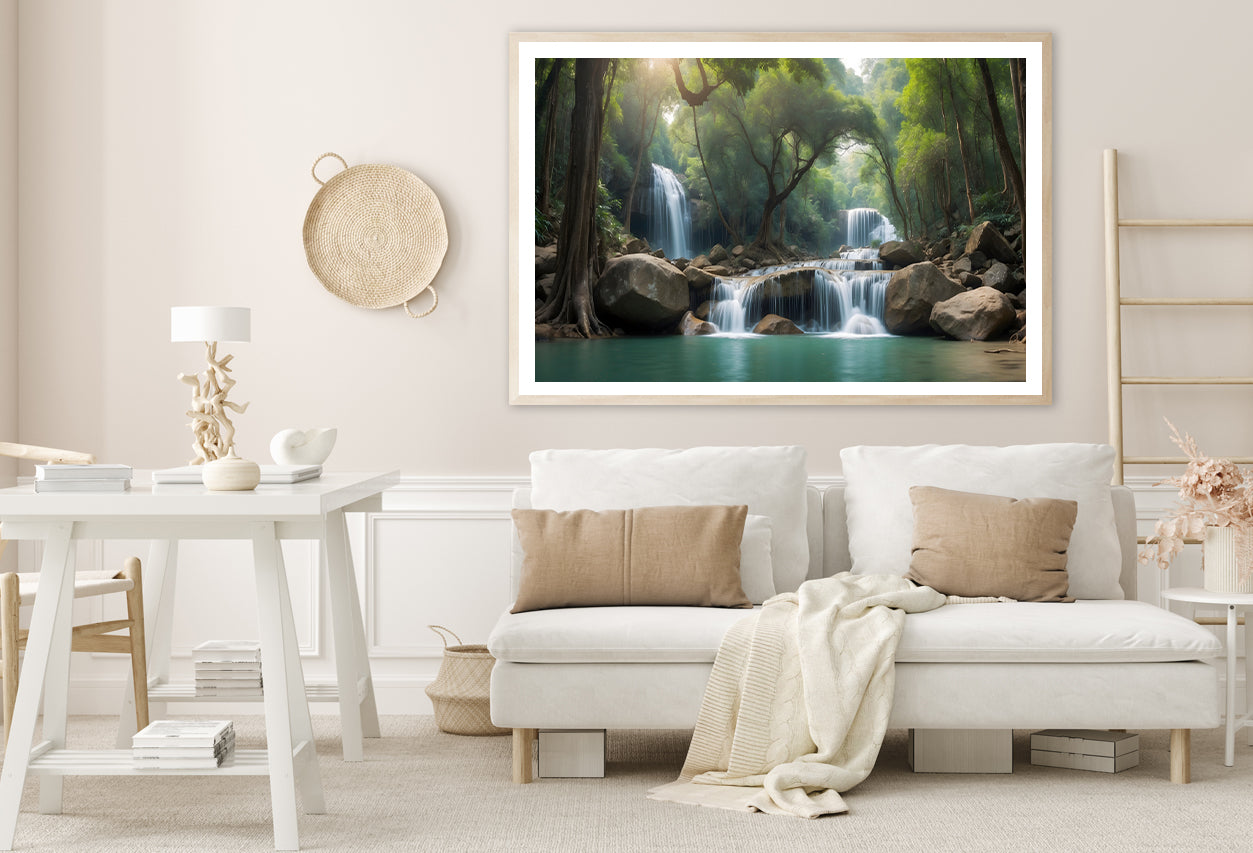 Waterfall in a Forest Home Decor Premium Quality Poster Print Choose Your Sizes