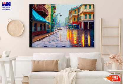 Rainy Street City Abstract Design Wall Art Limited Edition High Quality Print