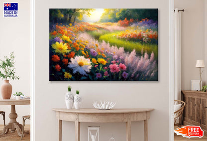 Painting of Flowers and Meadow Landscape by Claude Monet Wall Art Limited Edition High Quality Print