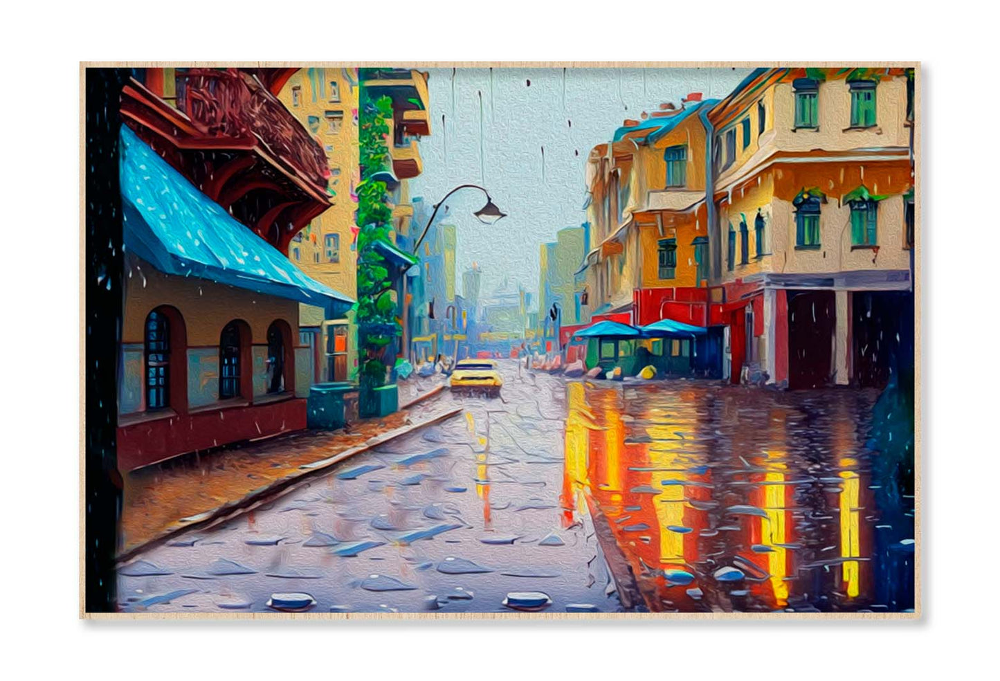 Rainy Street City Abstract Design Wall Art Limited Edition High Quality Print