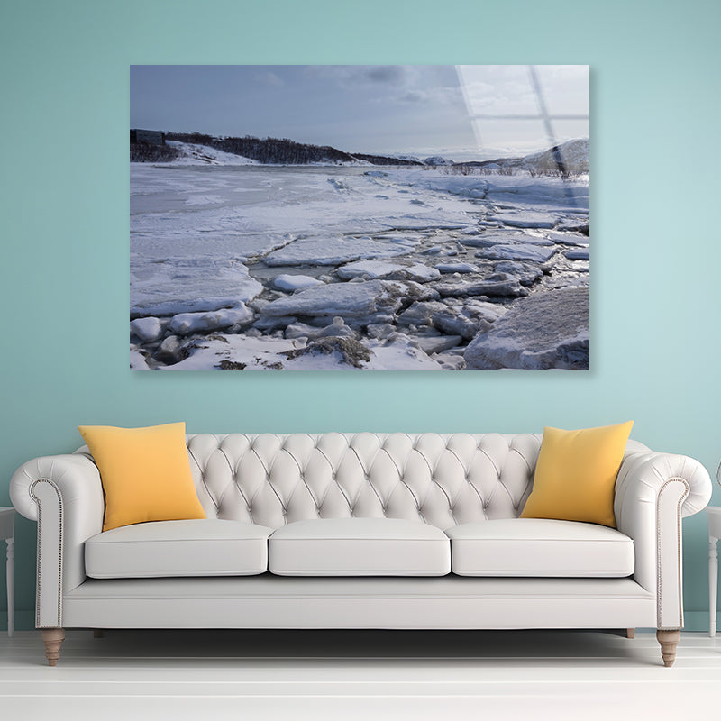 Winter Snow-Covered Trees and a Cloudy Sky Acrylic Glass Print Tempered Glass Wall Art 100% Made in Australia Ready to Hang