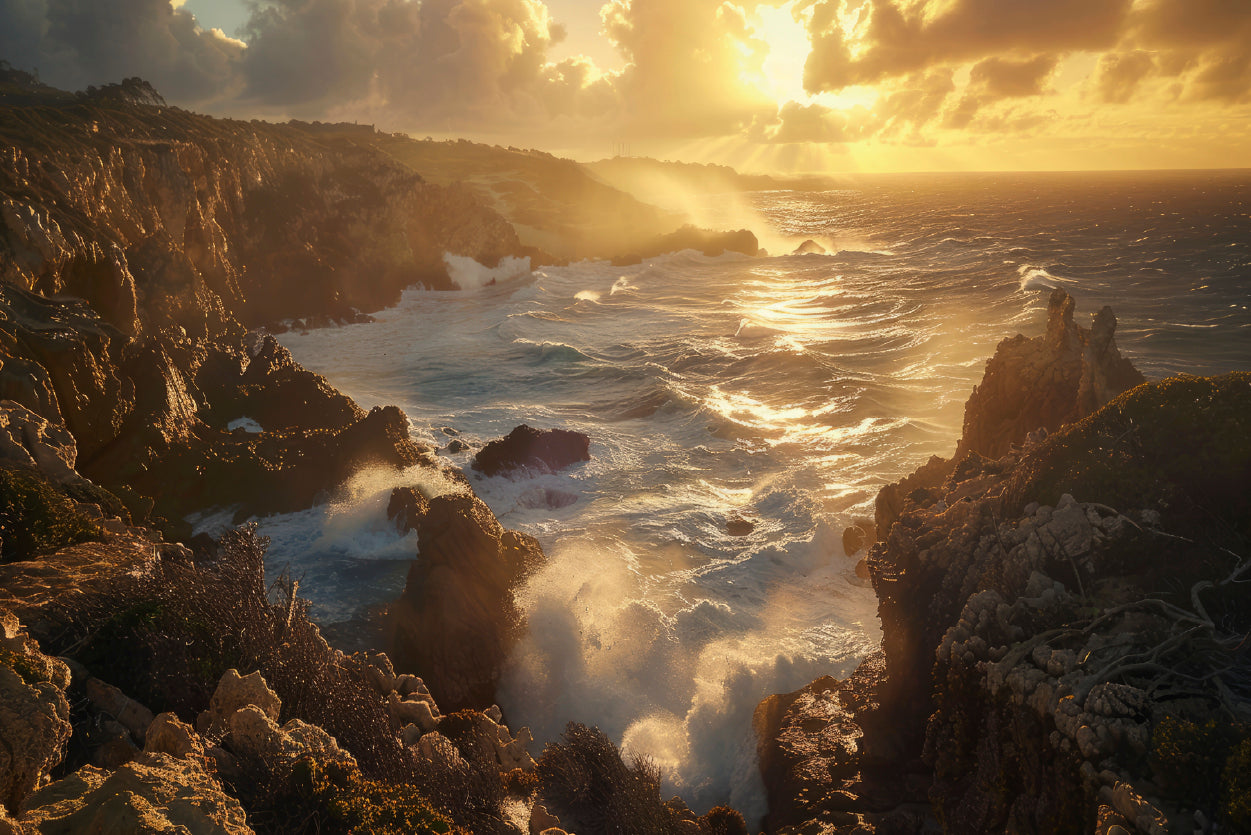 Rocky Coastline, Clouds & Mountains Home Decor Premium Quality Poster Print Choose Your Sizes - Bella Home Decor