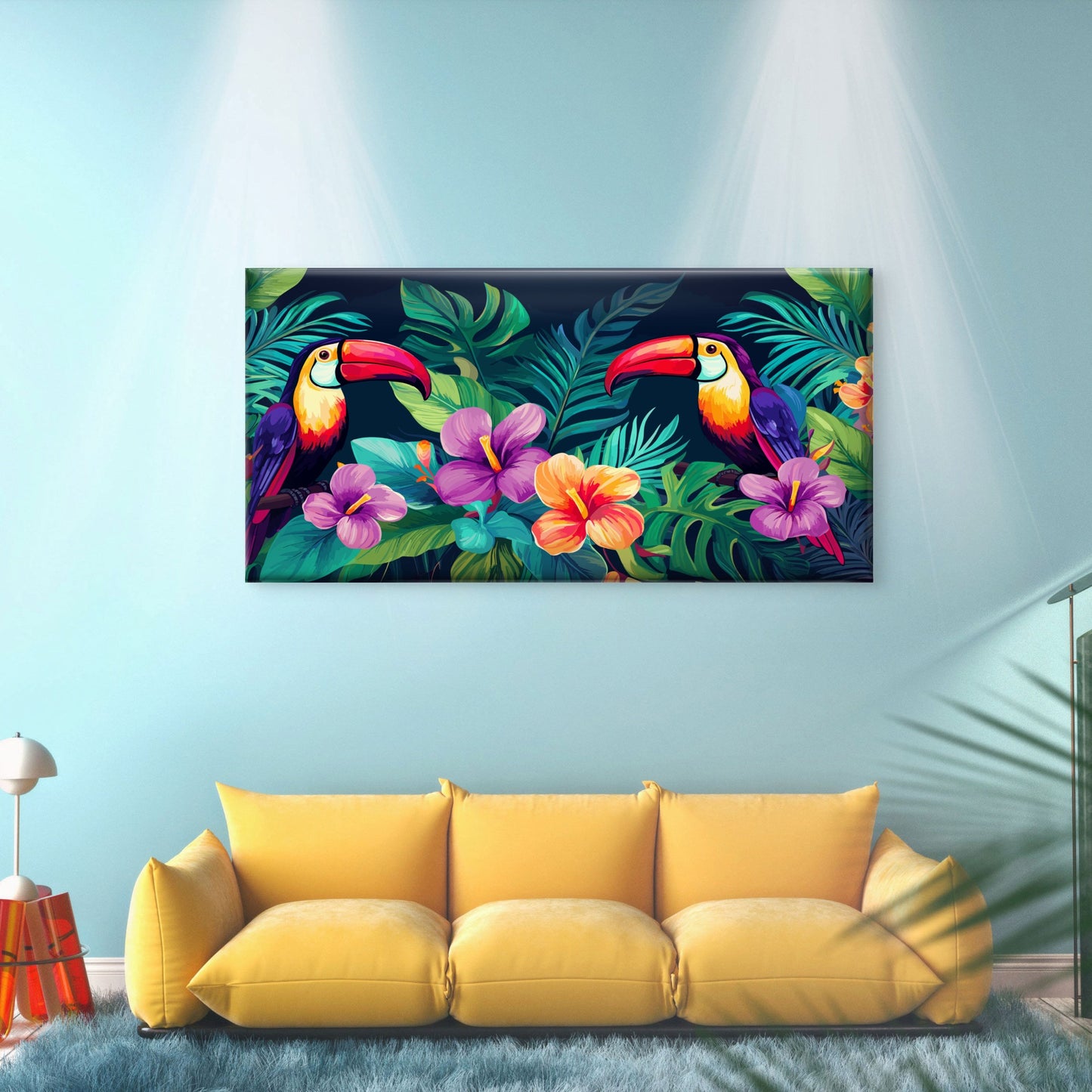 Amazon Toucan Jungle Tropical Wall Art Canvas Office Home Room Framed 120x60cm - Bella Home Decor