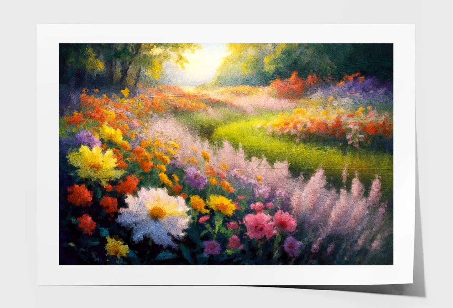 Painting of Flowers and Meadow Landscape by Claude Monet Wall Art Limited Edition High Quality Print