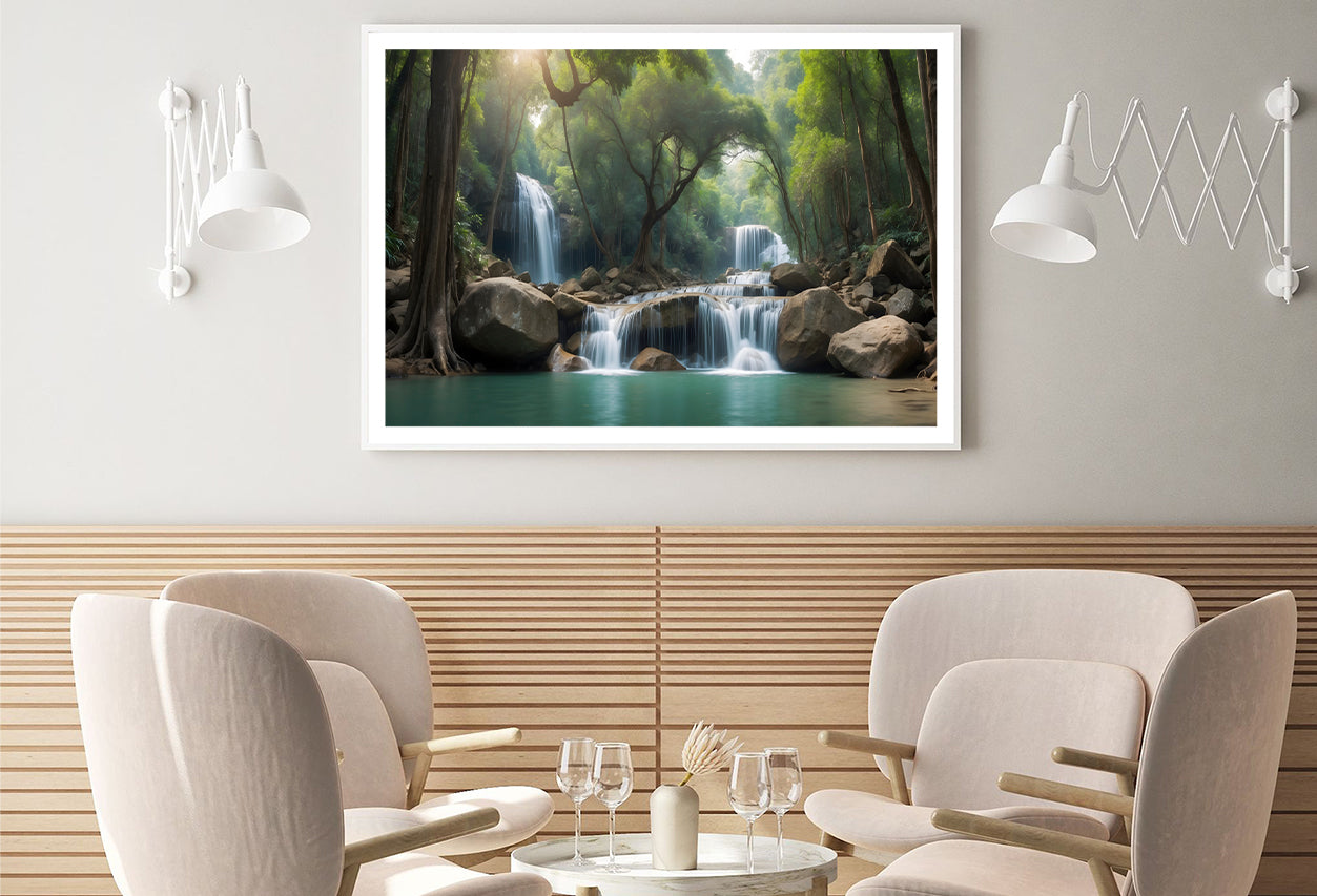 Waterfall in a Forest Home Decor Premium Quality Poster Print Choose Your Sizes