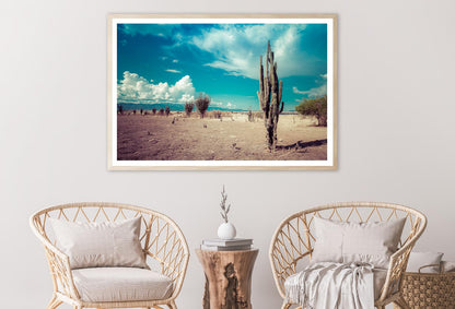 Cactus In Desert & Blue Sky Home Decor Premium Quality Poster Print Choose Your Sizes