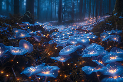 A Magical Forest Scene Filled With Glowing Mushrooms and Flowers Home Decor Premium Quality Poster Print Choose Your Sizes