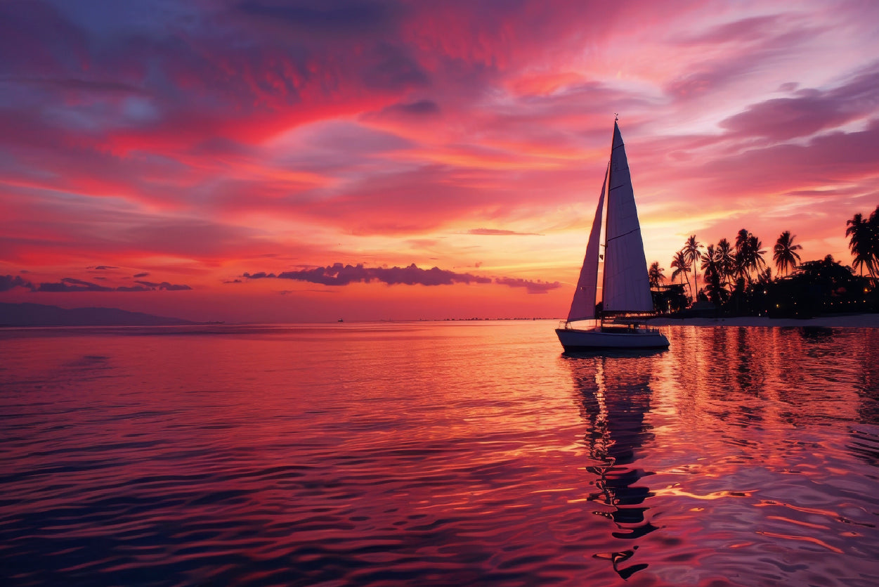 Sailboat on the Water & Sunrise Home Decor Premium Quality Poster Print Choose Your Sizes - Bella Home Decor