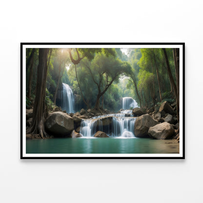 Waterfall in a Forest Home Decor Premium Quality Poster Print Choose Your Sizes