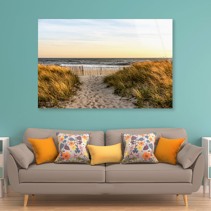 Shore of Hampton Beach New York Acrylic Glass Print Tempered Glass Wall Art 100% Made in Australia Ready to Hang - Bella Home Decor