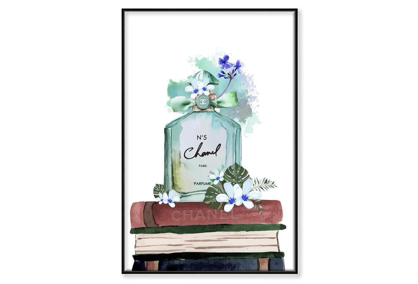 Green Color Perfume Wall Art Limited Edition High Quality Print Canvas Box Framed Black