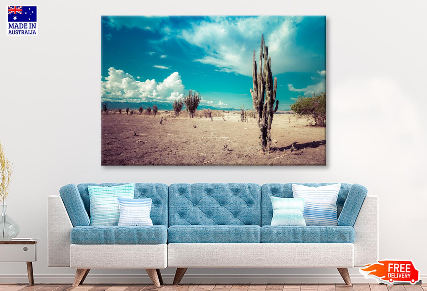 Cactus In Desert  Wall Art Decor 100% Australian Made - Bella Home Decor