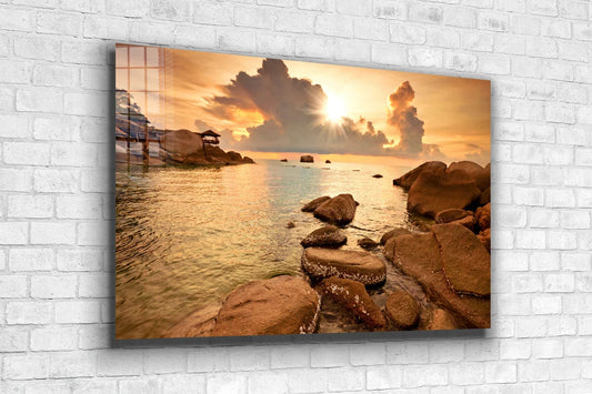 Rocky Seascape Sunset UV Direct Aluminum Print Australian Made Quality